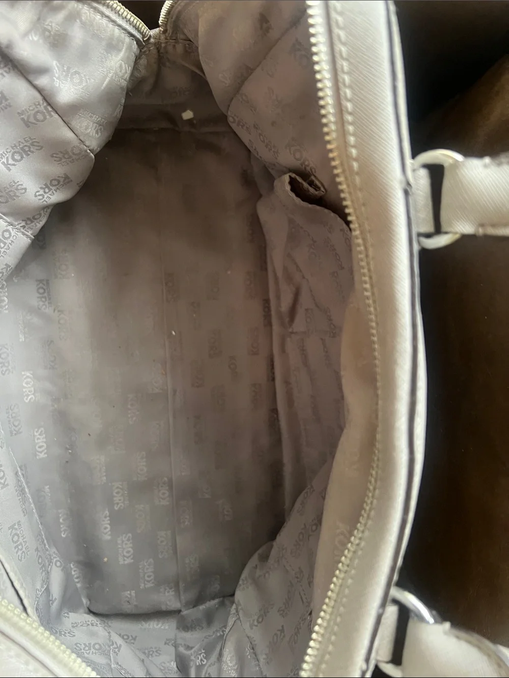 Michael Kors Light Gray Saffiano Dome Satchel